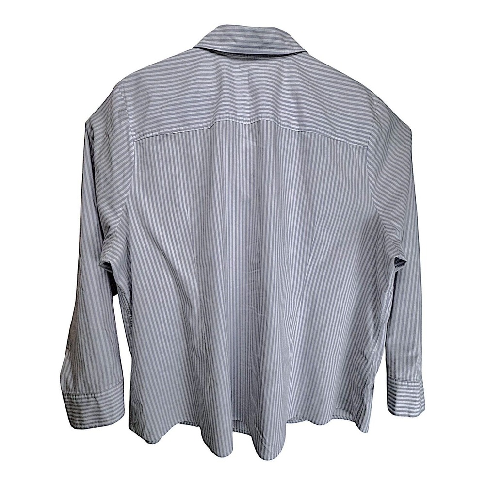 J Jill 'Perfect Shirt' Long Sleeve Button Down Purple White Striped Top Sz 3X - Picture 5 of 10